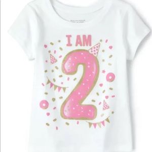 NWT Girls Birthday Glitter I Am 2 Graphic T Shirt